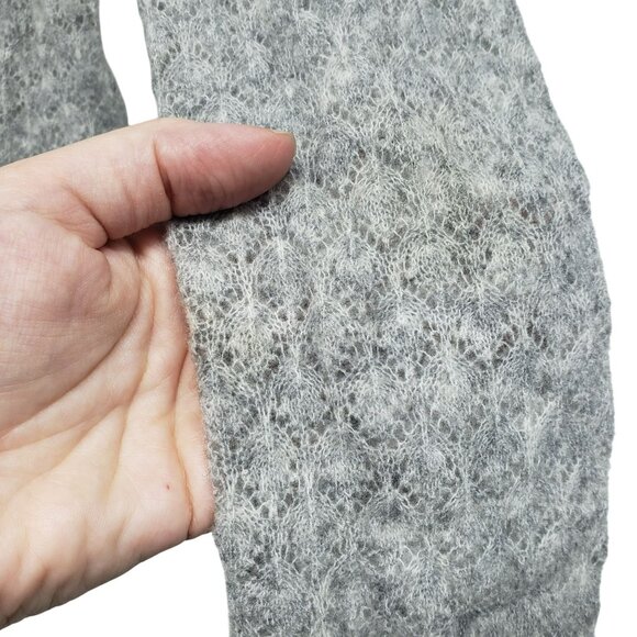 Abercrombie & Fitch Gray Open Knit Long Sleeve Sweater Bodysuit Merino Wool Blen - Picture 5 of 13